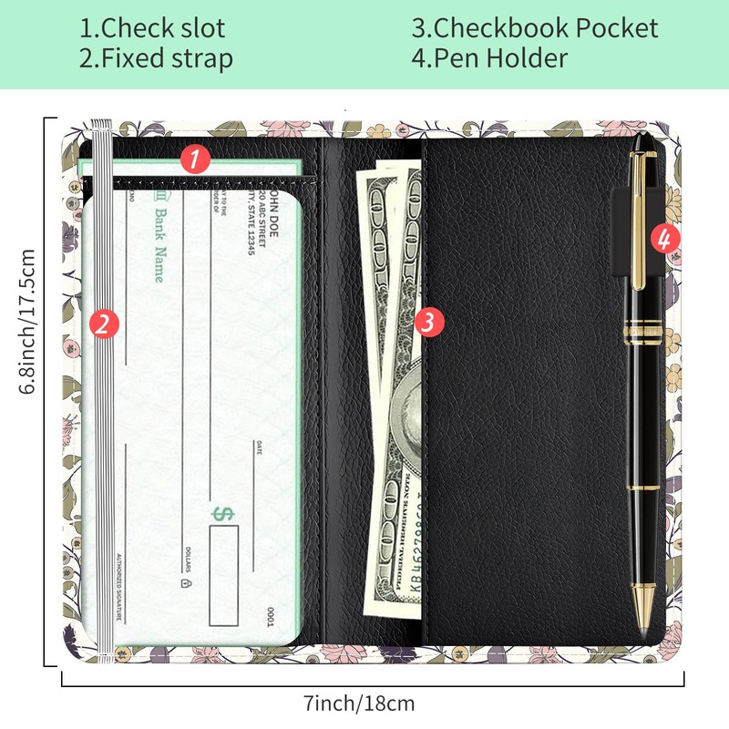 APVDSH Checkbook Cover for Personal Checkbook, Cute Pu Leather Check