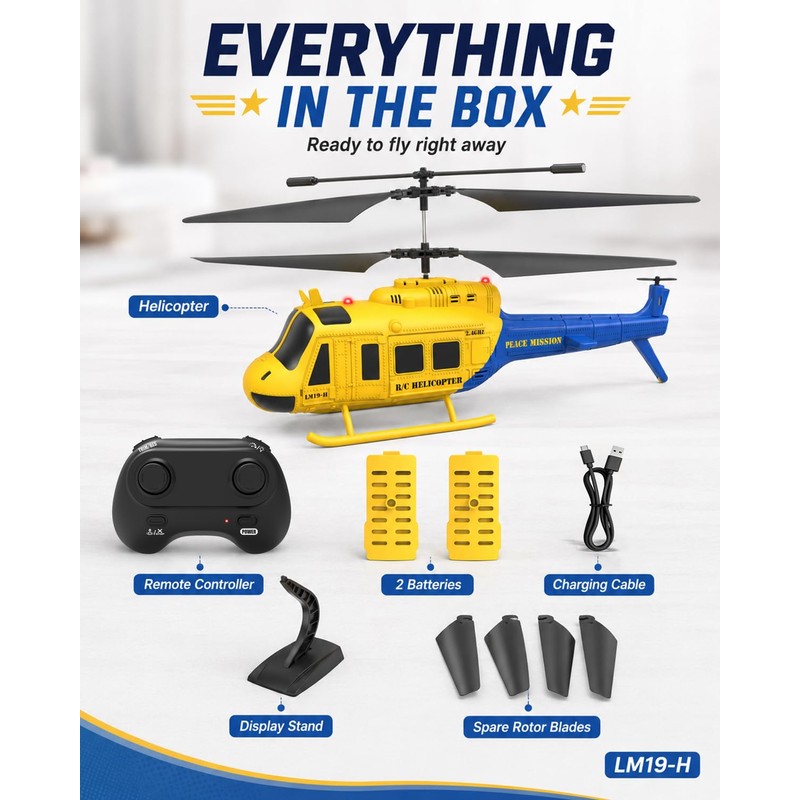 LMRC UH-1 Huey RC Helicopter, Remote Control Helicopters for Beginner