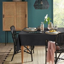 XWZO Table Cloths 54"x80" Black Tablecloths, Waterproof Table Cloth Rectangular Nappe De Table Rectangulaire Machine Washable Table Cover for Dining, Buffet, Parties, Holiday, Events, Wedding