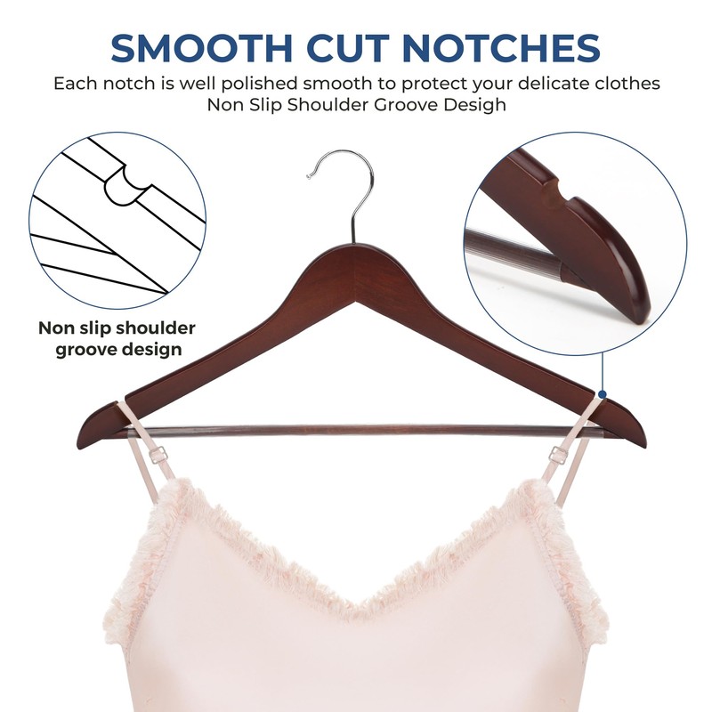 JS HANGER Multifunctional High Grade Solid Wooden Suit Hangers, Coat