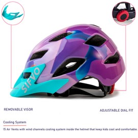 Kids Helmet, SIFVO Kids Bike Helmet Boys and Girls Bike Helmet 5-14, Bike Helmet Kids with Removable Visor Youth Bike Helmet Multi Sport Safe and Comfortable (50-57cm)