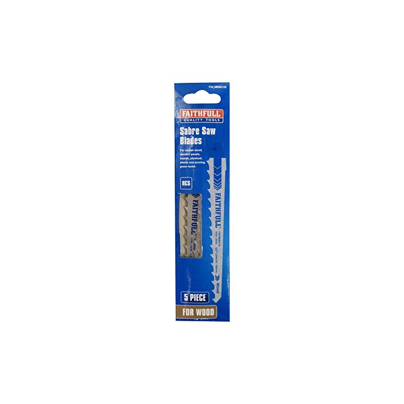 Faithfull SBS617K Sabre Saw Blades - Wood (Pack of 5)