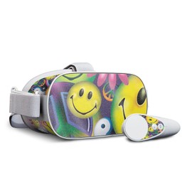 MightySkins Glossy Glitter Skin for Oculus Go - Peace Smile | Protective, Durable High-Gloss Glitter Finish | Easy to Apply, Remove, and Change Styles | Made in The USA