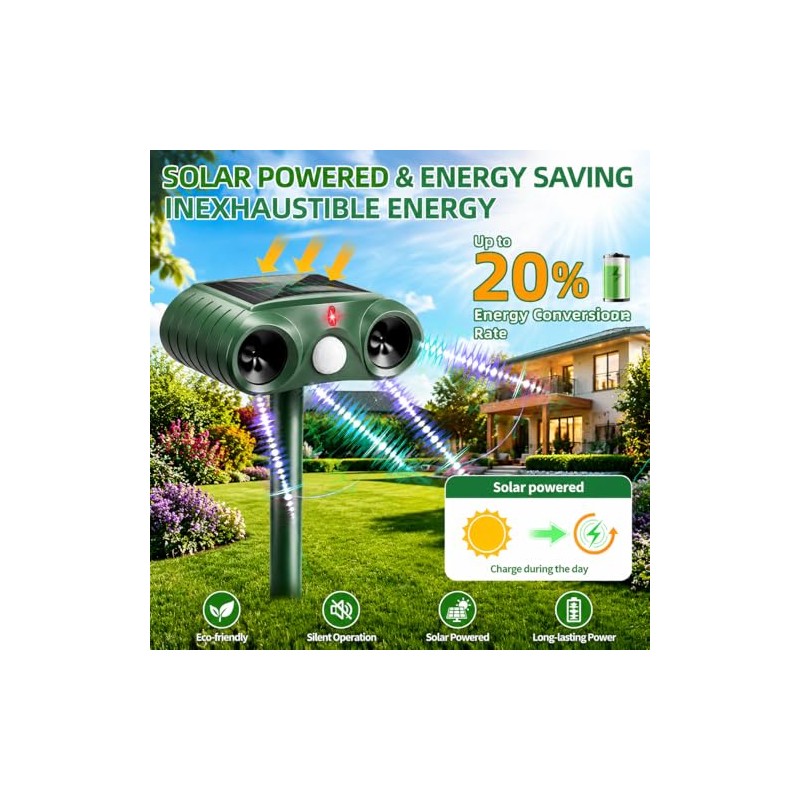 Solar Ultrasonic Animal Repeller 4 Pack Sonic Fortress Pro Deer
