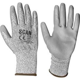 Scan SCAGLOCUT3XL Grey PU Coated Cut Resistant Cut 3 Gloves - Size 10 XL