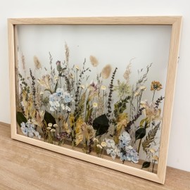 Volakk 16x20 Floating Frame Double Real Glass Frame 12x16 Natural Oak Wood Floating Picture Frames For Flower Bouquet 16x20 Floater Frame