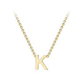 CARISSIMA Women's 9ct Yellow Gold 4mm x 5mm K Initial Adjustable Necklace 38cm/15-43cm/17