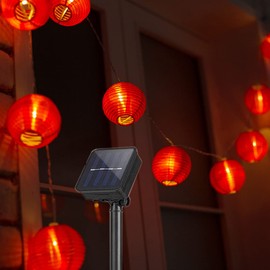 Amants01 Solar Red Lantern String Lights Solar Powered Hanging Lanterns String Lights 31.2 ft 50 LEDs for Chinese New Year,Spring Festival,Wedding,Party Decoration,Christmas.