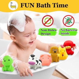 Mold Free Baby Bath Toys - No Hole Bath Toys for Kids Ages 1-3 | Floating Toys | Bathtub Tub Pool Water Table Toys | Toddler Infant Gifts | Baby Toys 6-12-18 Months | 1 2 3 Year Old Girl Boys Gifts