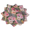 S4Sassy Grey Stripe & Ranunculus Floral Cotton Napkin Printed Everyday