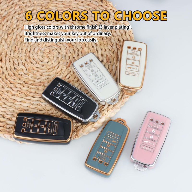 FT FUNTOR 5 buttons Key Fob Cover with Leather Keychain