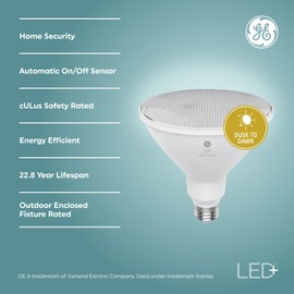 GE LED+ Dusk to Dawn LED Light Bulbs, 15W, Automatic On/Off Outdoor Light, Daylight, PAR38 Floodlight (3 Pack)