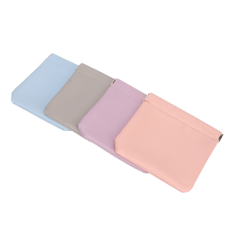 4 Colors Mini Lipstick Storage Bag Automatic Closure Portable PU
