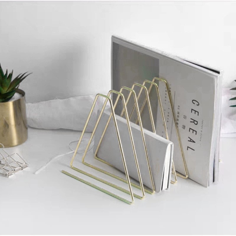Forlush Metal Triangle Bookcase, Magazine Holder, Document Folder Stand, Suitable