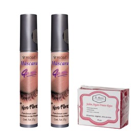 Prosa 4 en 1 | 2 Pack Mascara Pestañas Rimel Varios Modelos | 1 Jabón 50g La Artesanal (Micro Fibras)