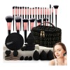 47 Brochas Maquillaje Profesional Y Herramientas Cosméticas Negro