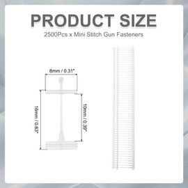 sourcing map 2500Pcs Mini Stitch Gun Fasteners, 10mm/0.39" Micro Fasteners Stitch Gun Refill Quick Clothing Fixer for Clothing Fine Stitch Tag Gun, Clear