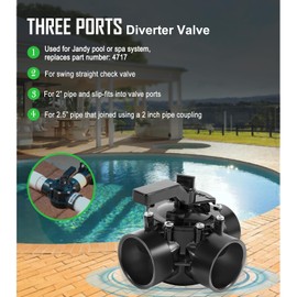 2 Inch 3 Way Positive Non-Lube Diverter Valve Replacement for Jandy 4717 Valve, Used for Pools and Spas