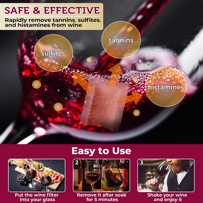 WeThinkeer Wine Filter, 12 Pack Wine Filters for Histamines and