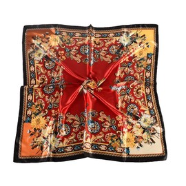 upeilxd 4Pcs Silk Head Scarves for Women Satin Hair Scarf 35”Large Square Bandana Silk Like Neck Scarf Shawl Sleeping Headscarf(Red/Blue/White/Beige)