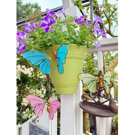 Luspira Decorative Metal Butterfly, Colorful Plant Decoration for Pot,Planter,Garden Fence, Wall,Hanging Ornament, 3-Piece Set