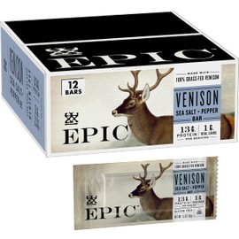 Epic Provisions Venison Sea Salt and Pepper Bars, Keto Friendly, Gluten Free, 12 ct