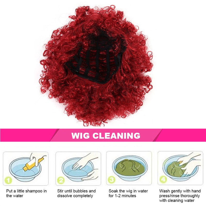 Curly Wavy Wigs Women Female Synthetic Hair Burgundy Wigs for