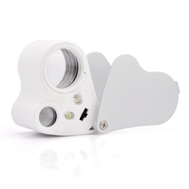 iKKEGOL 30x 60x Dual Lens Jewelers Eye Loupe Illuminated LED Metal Body Glass Magnifier (White)