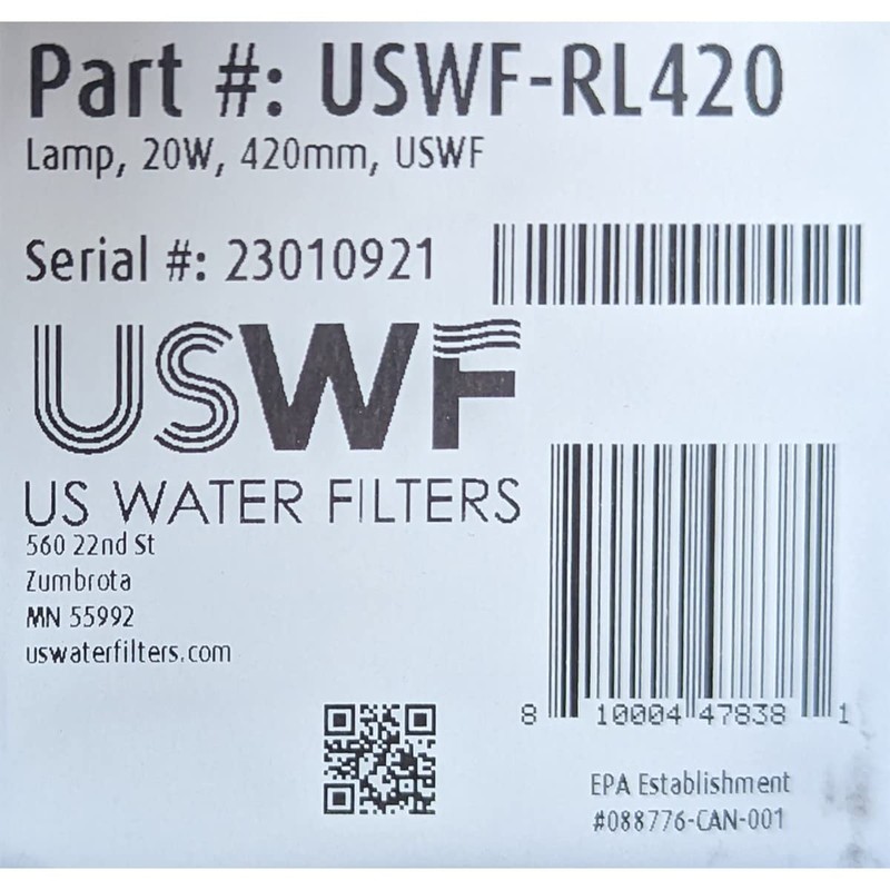 RL420 Replacement UV Lamp for USWF 4CR1 Treatment System, Made