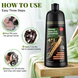 Chestnut Brown Hair Dye Shampoo 3 in 1 for Women & Men 100% Gray Hair Coverage - Herbal Ingredients Natural Plant Hair Color - Hair Dye in Minutes 17.6 Fl Oz