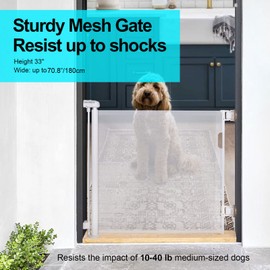 ZHUOKECE Retractable Baby Gate, 33" Tall, Extends up to 55"/71 Wide, Mesh Child Safety Baby Gates Dog Gate for Stairs, Doorways, Hallways, Indoor, Outdoor (White, 71inch)