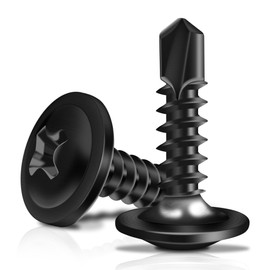 Marysino 200Pcs #10 x 5/8" Black Self Tapping Screws for Metal, 410 Stainless Steel, Sheet Metal Screws for Metal, Truss Head High-Strength Quick Tapping