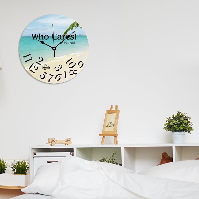 ArogGeld Wood Clock Who Cares I'm Retired Wooden Decorative Wall