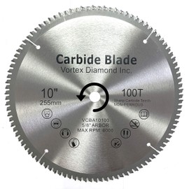VORTEX DIAMOND 10 Inch 100 Teeth Aluminum Non-Ferrous Metal Circular Saw Blade with 5/8" Arbor (10 Inch 100 Teeth)