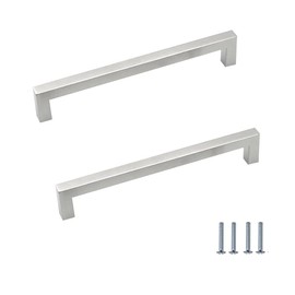 ANSIEDIO 2 Pack Cabinet Handles Stainless Steel Cupboard Handles Silver Kitchen Door Handles Furniture Drawer Knobs (Hole Center 192mm)