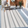 BUAGETUP BUAGETUP Grey and White Striped Outdoor Patio Rug 4'