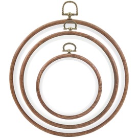 Swpeet 3Pcs 4/ 6.1/ 7.7 Inches Circle Embroidery Hoops Kit, Imitated Wood Plastic Display Frame, Circle Cross Stitch Hoop Rings for Art Craft Sewing and Hanging Ornaments Home Decor