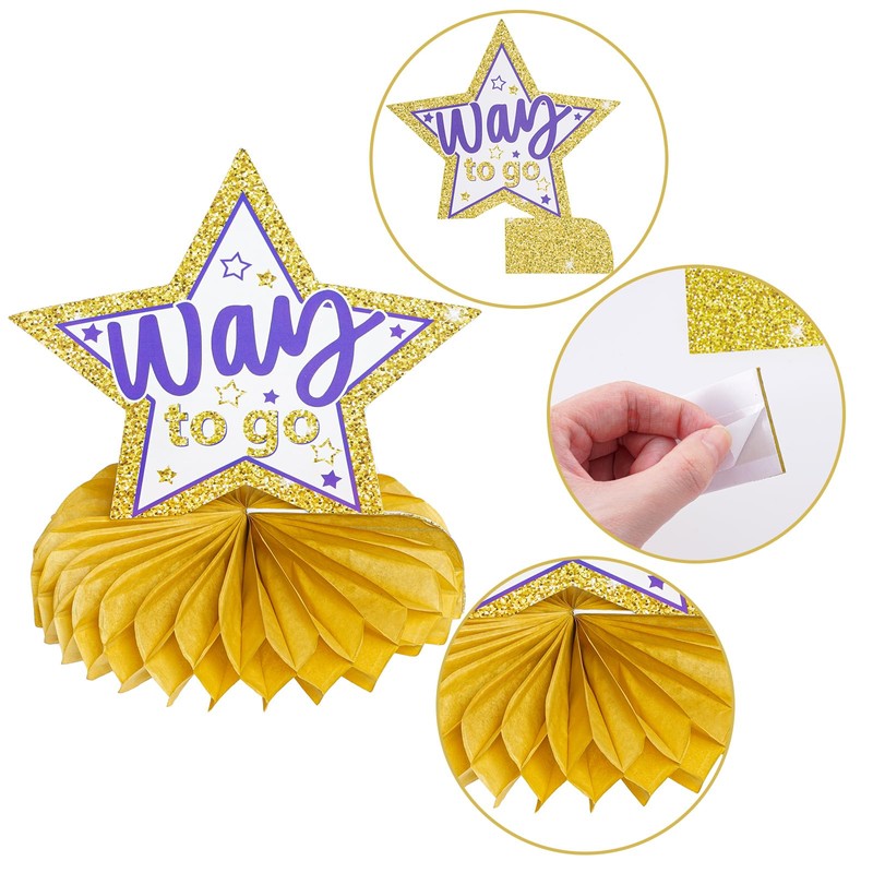 Pistha Gold and Purple Graduation Decorations Class of 2025 Honeycomb