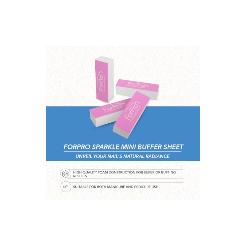 ForPro Professional Collection Sparkle Mini Buffer Sheet, Pre-Cut, Double-Sided Manicure