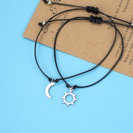 Sun and Moon Star Bracelet Heart-Shaped Love Bracelet Best Friend Couple Matching Bracelet Forever Promise Teen Man Woman Gift Jewellery, Metal