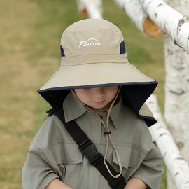 SLINX XM09 Baby Hat, Kids Sun Shade, Safari Hat, Wide Brim, Sun Protection Hat, Girls, Boys, Babies, UV Protection, Quick Drying, Mesh, Chin Strap, UV Protection, Flap Cap Hat, Spring and Summer,