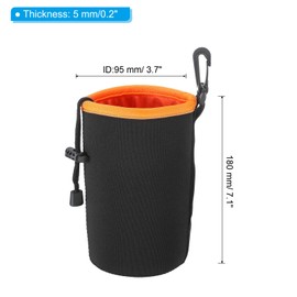 PATIKIL Camera Lens Bag, Drawstring Lens Pouch with Thick Neoprene Lens Pouch for DSLR Camera Lens, Black / orange