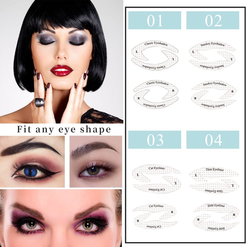 64 Pcs Cat Eyeliner Eyeshadow Stencil Stickers,Eyeliner Stencils Stickers,Eyeliner Stencil