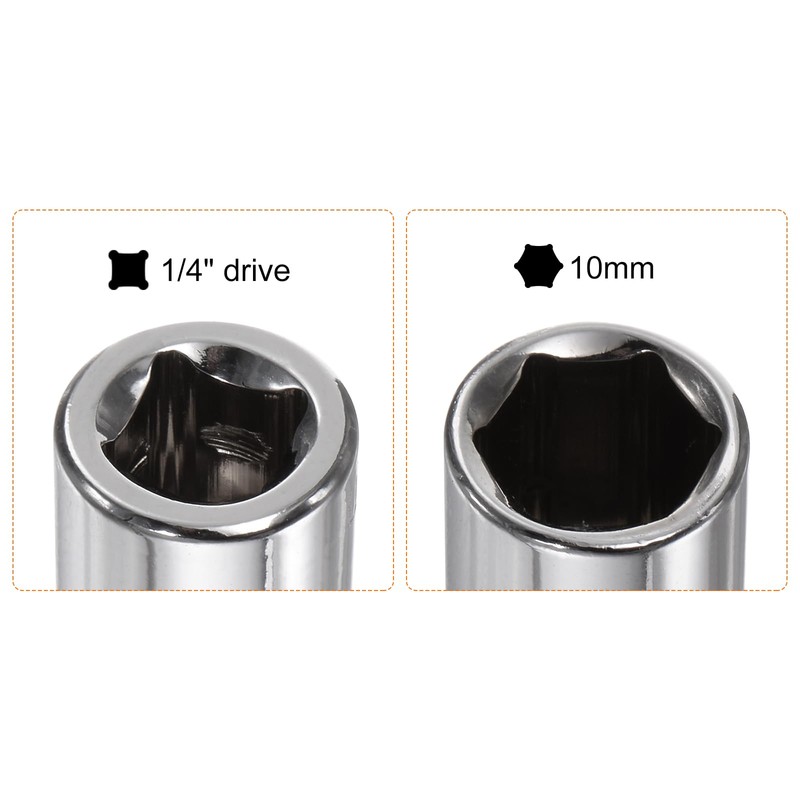 sourcing map 4Pcs 1/4-Inch Drive Deep & Shallow Impact Socket