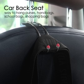 【2024 Upgraded】 Car Headrest Hooks Decorations, 2 Pcs Bling Strawberry Shape Purse Hook Hangers, Auto Hooks Car Hangers and Durable Backseat Holder, Storage Universal for SUV Truck Vehicle (Red)