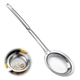 Skimmer Spoon Filter Grease Foam Fine Mesh Stainless Steel Sieve Colander, Extra Fine Strainer With Handle Handheld Fry Oil Filter for Cooking Sieve Spoon for Food Strainer Kitchen Gadget (Large)