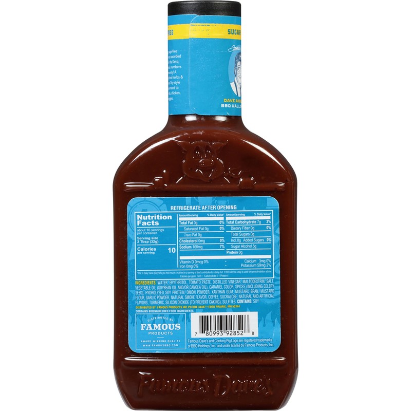Famous Dave's - 2 pck, Sugar Free BBQ Sauce (36