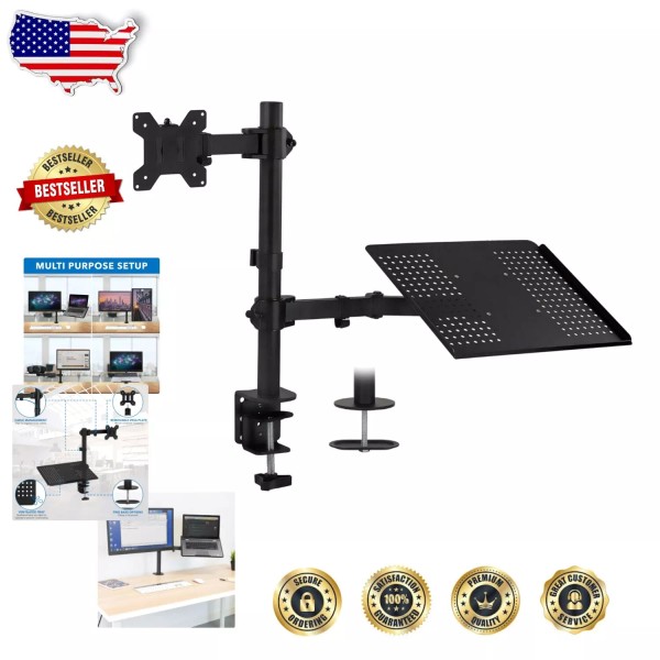 Fully Adjustable Laptop & Monitor Desk Mount - Ergonomic VESA