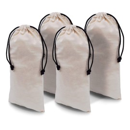 Shoe Dust Bags - 4 Pack Beige Duster Flannel Single Shoe Pouch with Drawstring Closure, Washable Breathable Cotton Fabric Cloth for Travel, Home, Luggage, Handbags, Storage, Accessories - 8x17