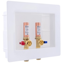 SharkBite Max 1/2 Inch x 3/4 Inch MHT Washing Machine Outlet Box with Water Hammer Arrestor, Push-to-Connect Brass Plumbing Fittings, PEX, Copper, CPVC, PE-RT, 25031